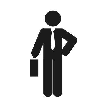 Pictogram işadamı bir portföy tutuyor, siluet tarzı.