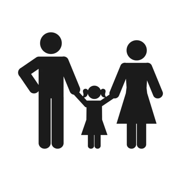 Piktogram rodina s malou holčičkou, silueta styl — Stockový vektor
