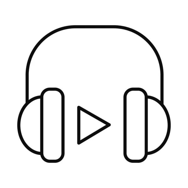 Auriculares y el símbolo de juego icono, estilo de línea — Vector de stock