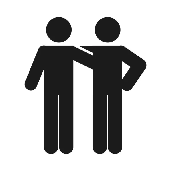 Pictogramme hommes embrassé icône, style silhouette — Image vectorielle