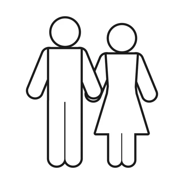 Pictogram paar hand in hand, lijn stijl — Stockvector