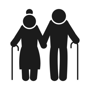 pictogram yaşlı çift simgesi, siluet biçimi