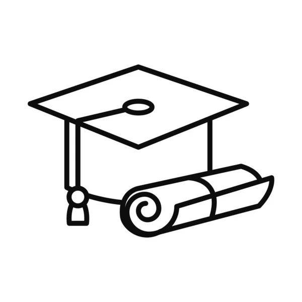 Tapa de graduación y el icono de diploma, estilo de línea — Vector de stock