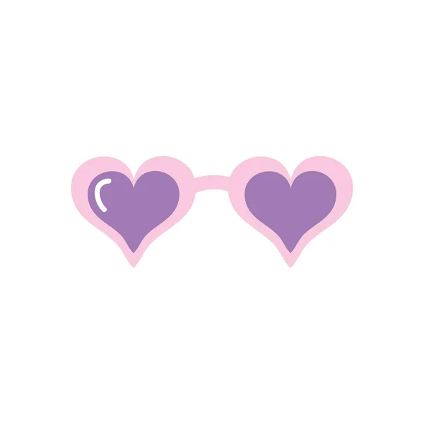 Kalp güneş gözlüğü simgesi, düz stil — Stok Vektör