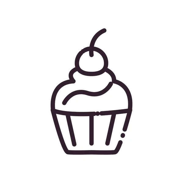 Sweet cupcake line styl ikony vektor design — Stockový vektor