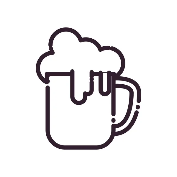 Vidrio aislado de la línea de cerveza estilo icono de diseño de vectores — Vector de stock