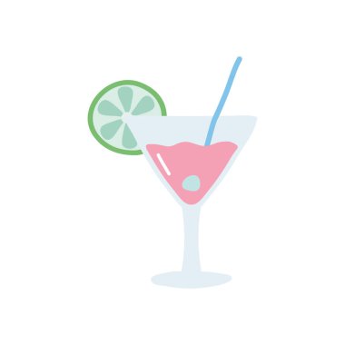 Süslü limon dilimli yaz kokteyli.