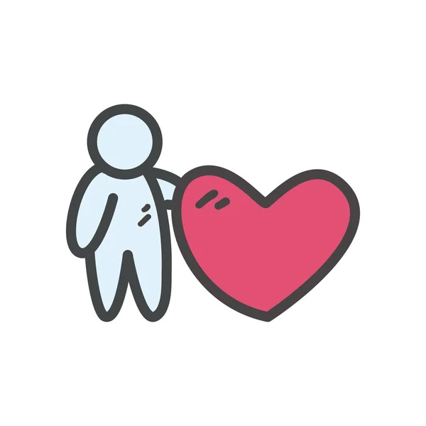 Avatar person with heart line and fill style icon vector design — Stock Vector