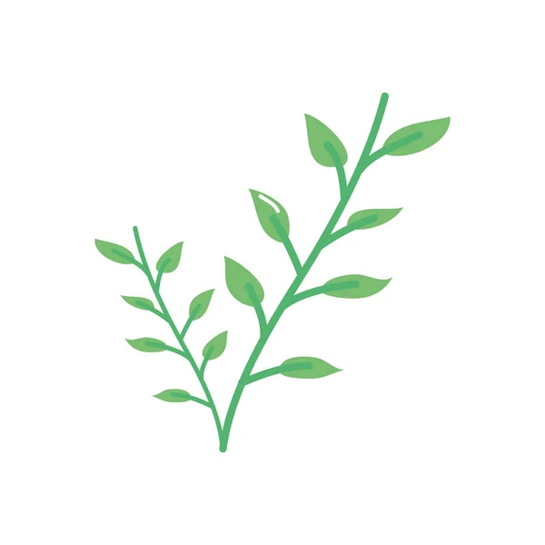Plante avec icône de feuilles, style plat — Image vectorielle