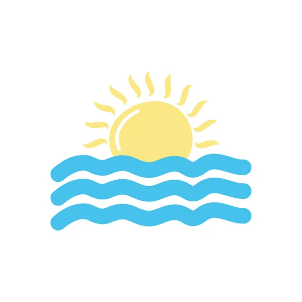 Conceito de verão, sol e mar ondas ícone, estilo plano — Vetor de Stock