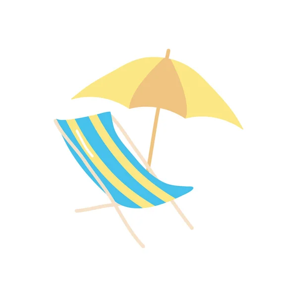 Beach chair and parasol icon, flat style — Stock Vector