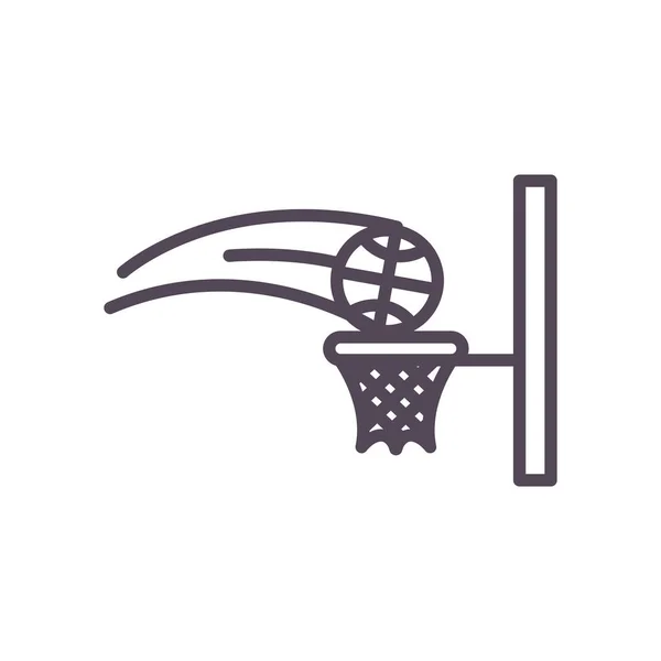Basket bola e arco linha estilo ícone vetor design — Vetor de Stock