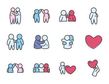 Görseller arkadaş satırı ve doldurma biçim ikonu vektör dizaynı