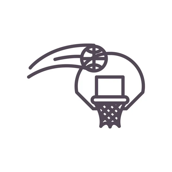 Basket bal en hoepel lijn stijl pictogram vector ontwerp — Stockvector