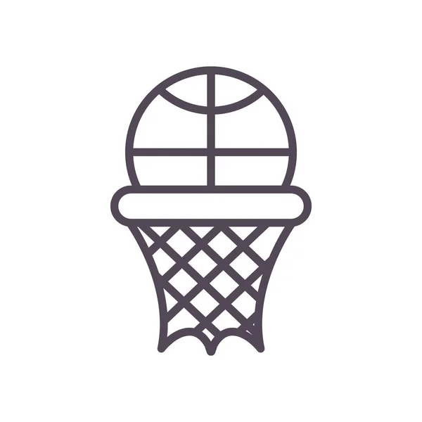 Basketball- und Hoop-Line-Stil-Icon-Vektor-Design — Stockvektor