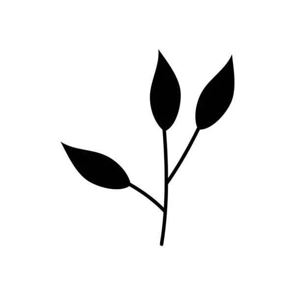 Icono de hojas de árbol, estilo silueta — Vector de stock