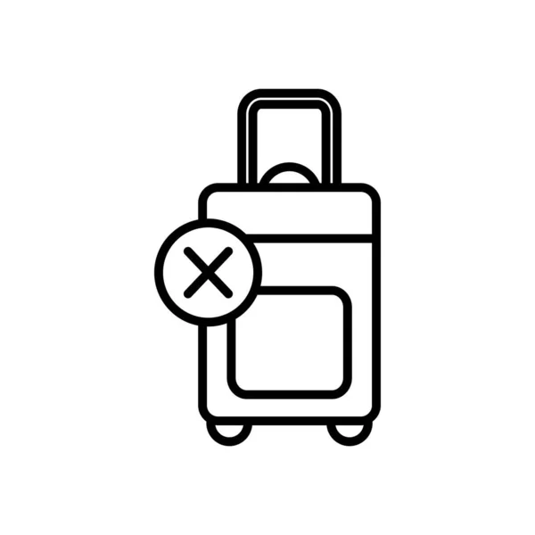 Symbol zakazanych lotów, ikona zła i walizki, styl linii — Wektor stockowy