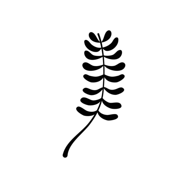 Icône de feuille tropicale frêne, style silhouette — Image vectorielle