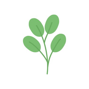 Yaprakları olan şirin bir dal, düz stil.