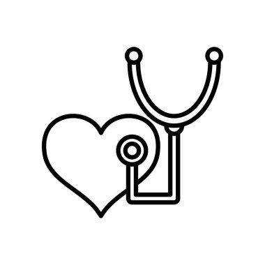 kalp ve steteskop simgesi, satır biçimi