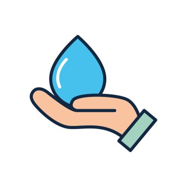 Su damlası simgesi ile el, çizgi renk biçimi