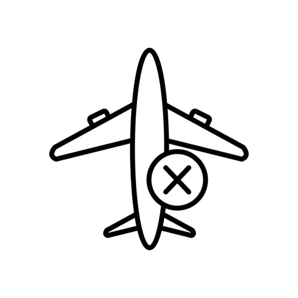 Concept de vols interdits, avion avec icône croix, style ligne — Image vectorielle