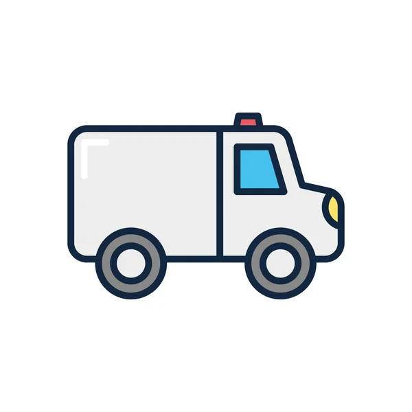 Ambulance voertuig pictogram, lijn kleur stijl — Stockvector