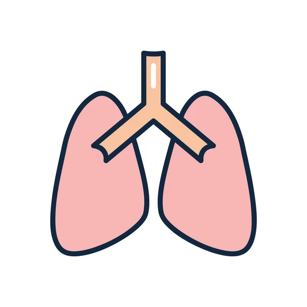Icono de órgano pulmonar, estilo de color de línea — Vector de stock