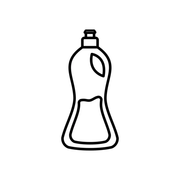 Icono de la botella de jabón plato, estilo de línea — Vector de stock