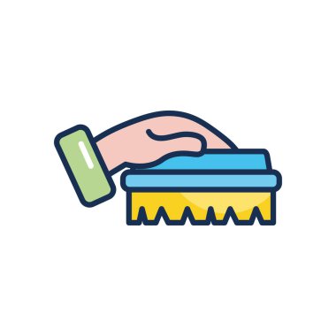 Temizlik fırçası simgesi ile el, satır doldurma biçimi