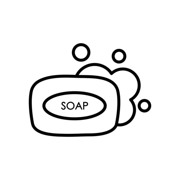 Soap bar with water, line style — Stock Vector