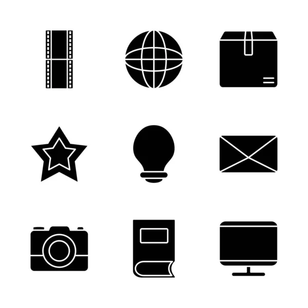 信封和网络符号图标集，轮廓风格 — 图库矢量图片