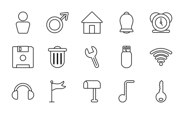 Avatar usuario y símbolos web icono conjunto, estilo de línea — Vector de stock