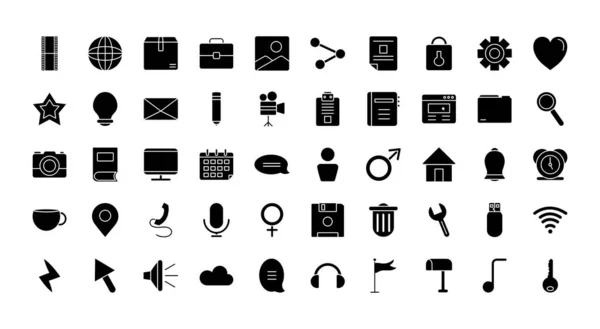 Web iconen set, silhouet stijl — Stockvector