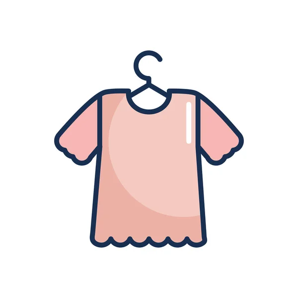 Kleiderbügel mit T-Shirt-Symbol, Linienfüllstil — Stockvektor