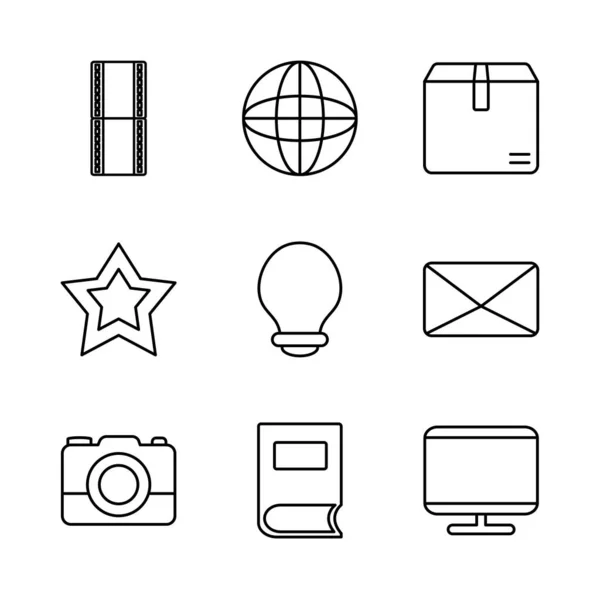 Sobre y símbolos web conjunto de iconos, estilo de línea — Vector de stock