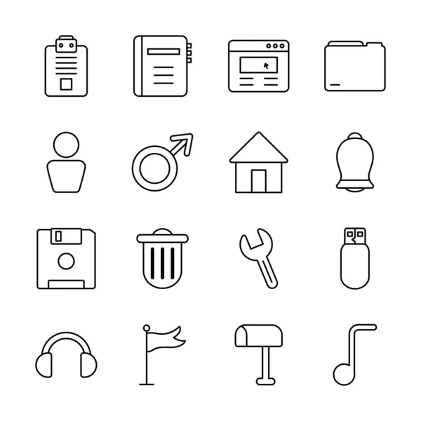 Casa y símbolos web conjunto de iconos, estilo de línea — Vector de stock