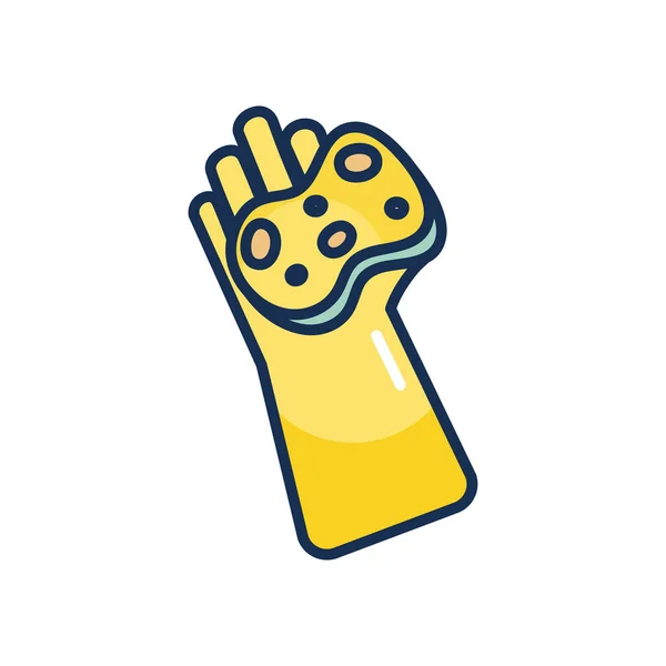 Sünger simgesi ile temizlik eldivenleri, satır doldurma biçimi — Stok Vektör