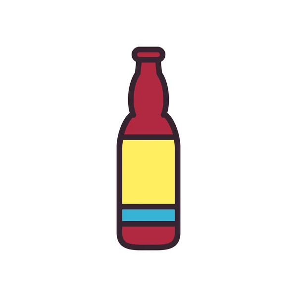 Линия бутылки пива и стиль заливки иконки векторный дизайн — стоковый вектор