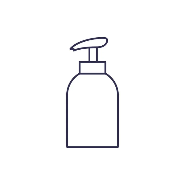 Mains désinfectant bouteille style ligne icône vectoriel design — Image vectorielle