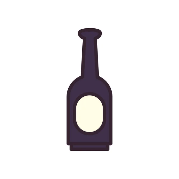 ビール瓶のラインと充填スタイルのアイコンベクトルデザイン — ストックベクタ