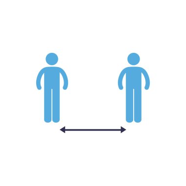 İnsan avatarları arasındaki sosyal uzaklık düz biçim ikon vektör tasarımı