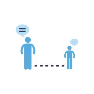 Kabarcıklı avatarlar arasındaki sosyal uzaklık düz biçim ikon vektör tasarımı