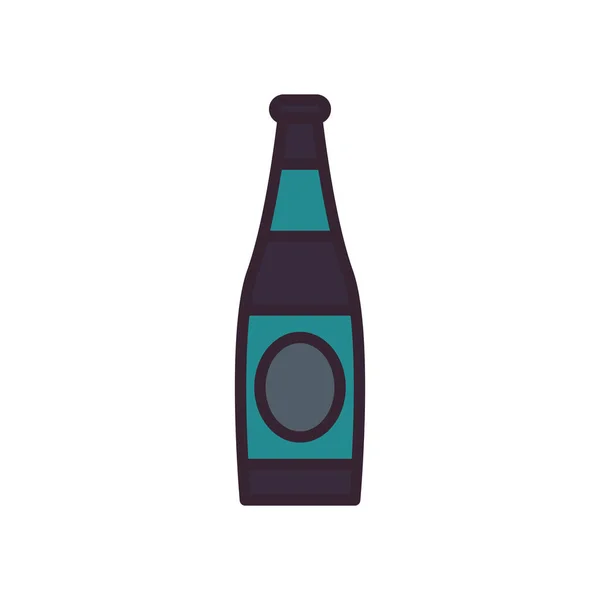 Bierflaschenlinie und Füllstil-Ikone Vektor-Design — Stockvektor