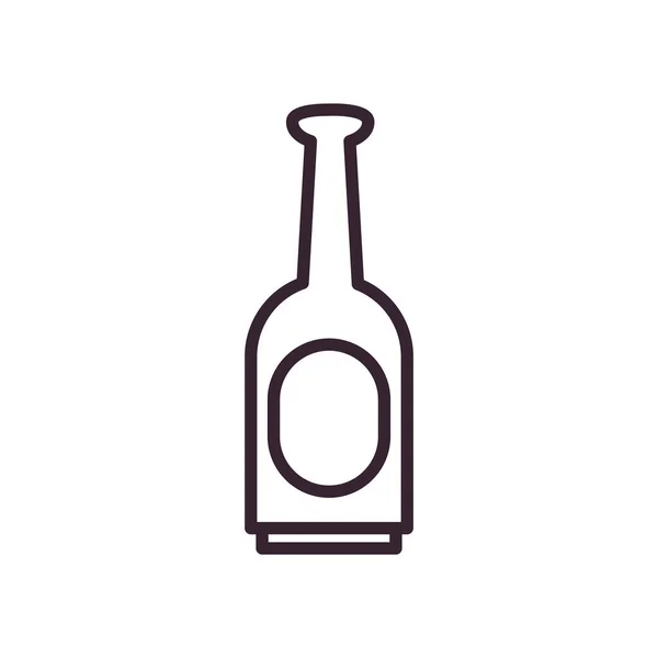 Cerveza botella línea estilo icono vector diseño — Vector de stock