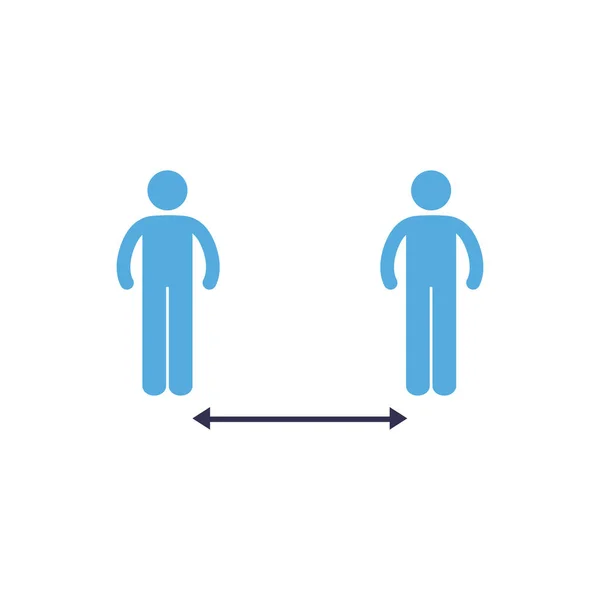 인간 아바타의 평평 한 스타일 아이콘 벡터 설계 사이의 사회적 거리 — 스톡 벡터