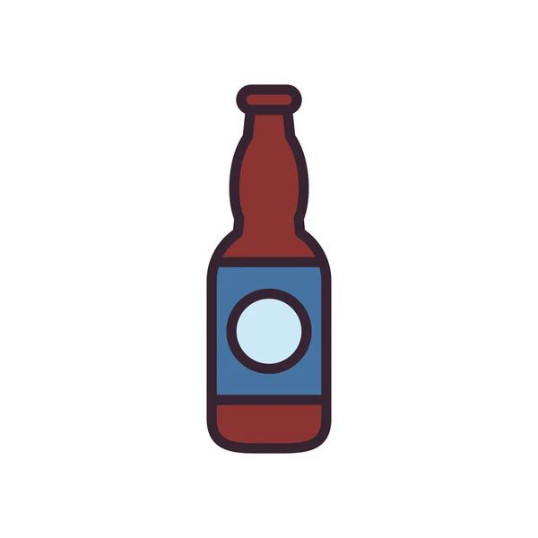 ビール瓶のラインと充填スタイルのアイコンベクトルデザイン — ストックベクタ