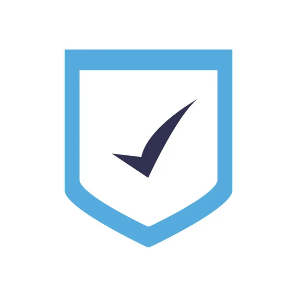 Marca de verificación en el diseño de vectores icono de estilo plano escudo — Vector de stock