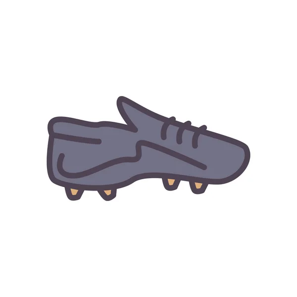 Linha de calçados de futebol e design de vetor ícone de estilo de preenchimento — Vetor de Stock