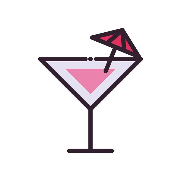 Изолированный алкогольный коктейль заполнения и стиль линии иконки векторный дизайн — стоковый вектор